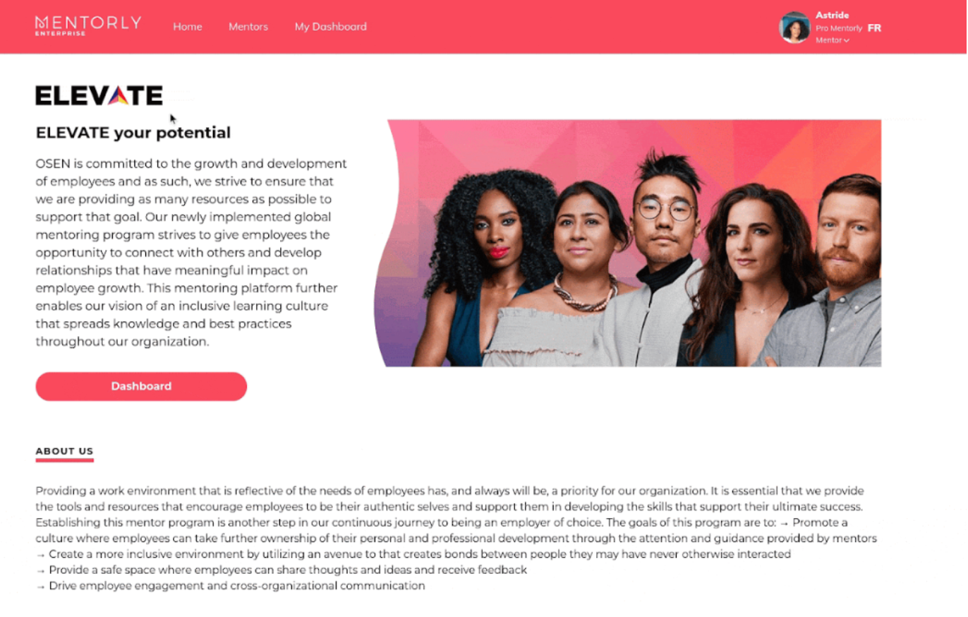 Mentorly employee mentorship - diverse group of professionals promoting career development and growth